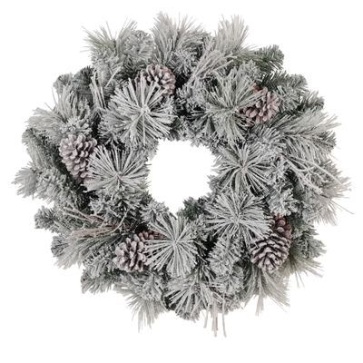24" Frosted Pine/Cone Wreath