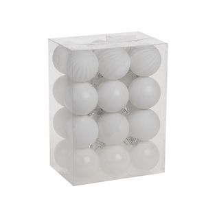 White 6cm Plastic Ball in tube (matt,shiny,glitter, Ribbed) x 50