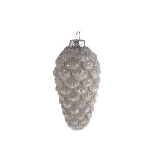 Glass Pinecone Silver 9.5x5Cm