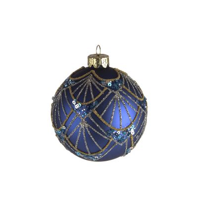 Glass Bauble Peacock Blue 8Cm