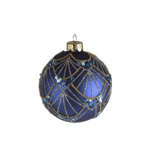 Glass Bauble Peacock Blue 8Cm