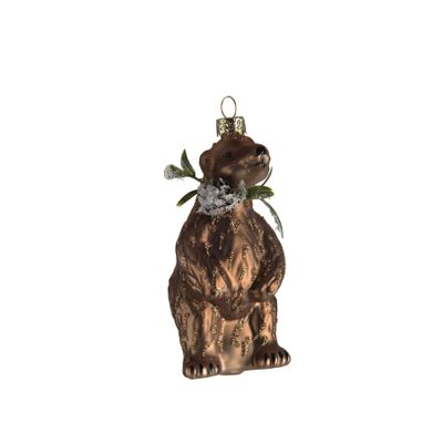 Glass Polar Bear Ornament 10.5x5Cm