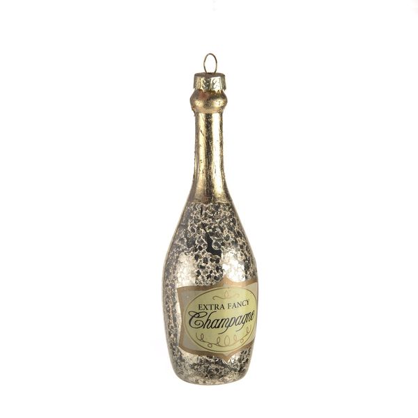 Glass Bottle Champagne Ornament 13.5x4.5Cm