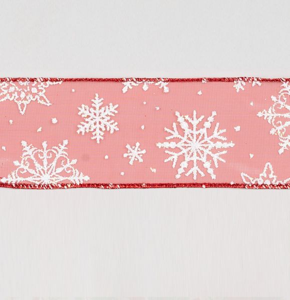 10Yx2.5" Snowflake Ribbon Red/Wht