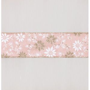 2.5"x10Y Floral Ribbon Rose Gold
