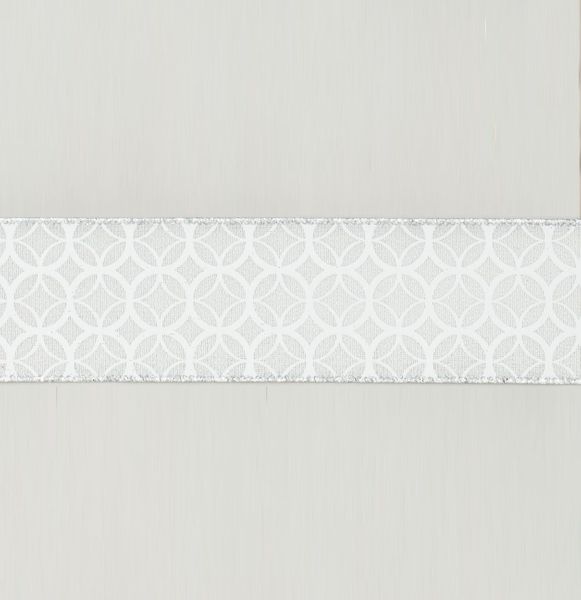 2.5"x10Y Pattern Ribbon Silver