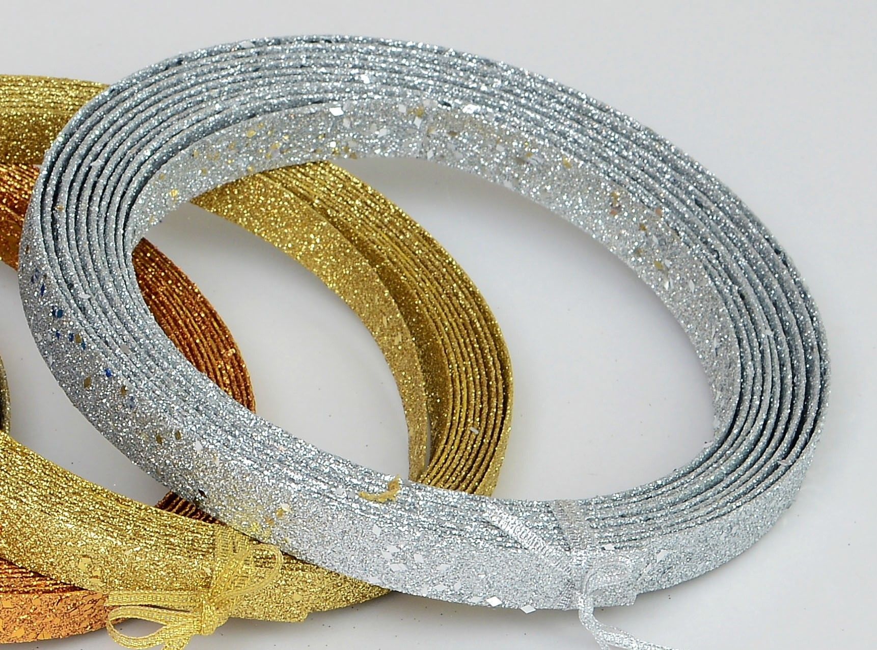 15ft Glitter Ribbon Dec Silver