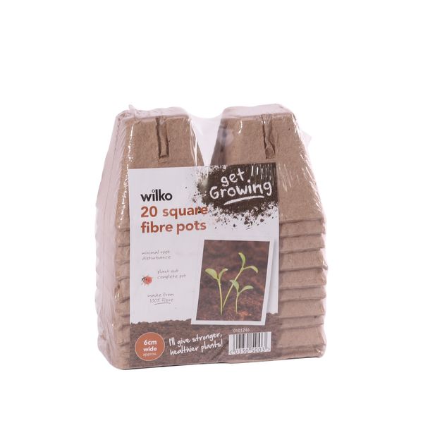 330500 Square 6cm Fibre Pot Pk20
