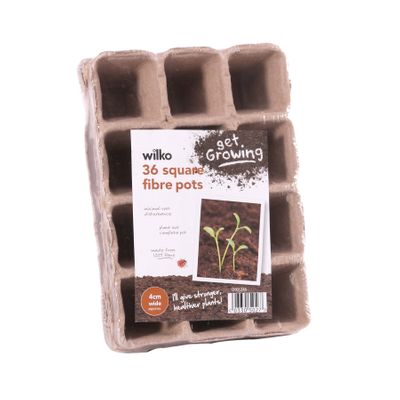 330502 Square 4cm Fibre Pot Pk36