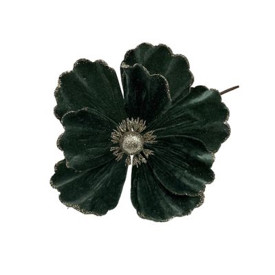 Flower Pick with Light Gold Detail - Dark Green - 21cm