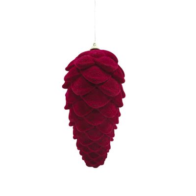 Flocked Pincone - Burgundy -17.5cm