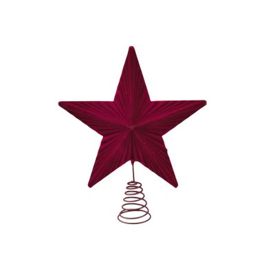 Flocked Star Tree topper - Burgundy - 23cm