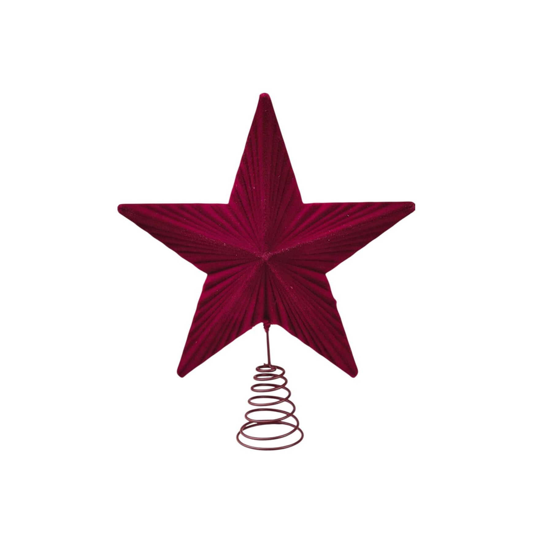 Flocked Star Tree topper - Burgundy - 23cm