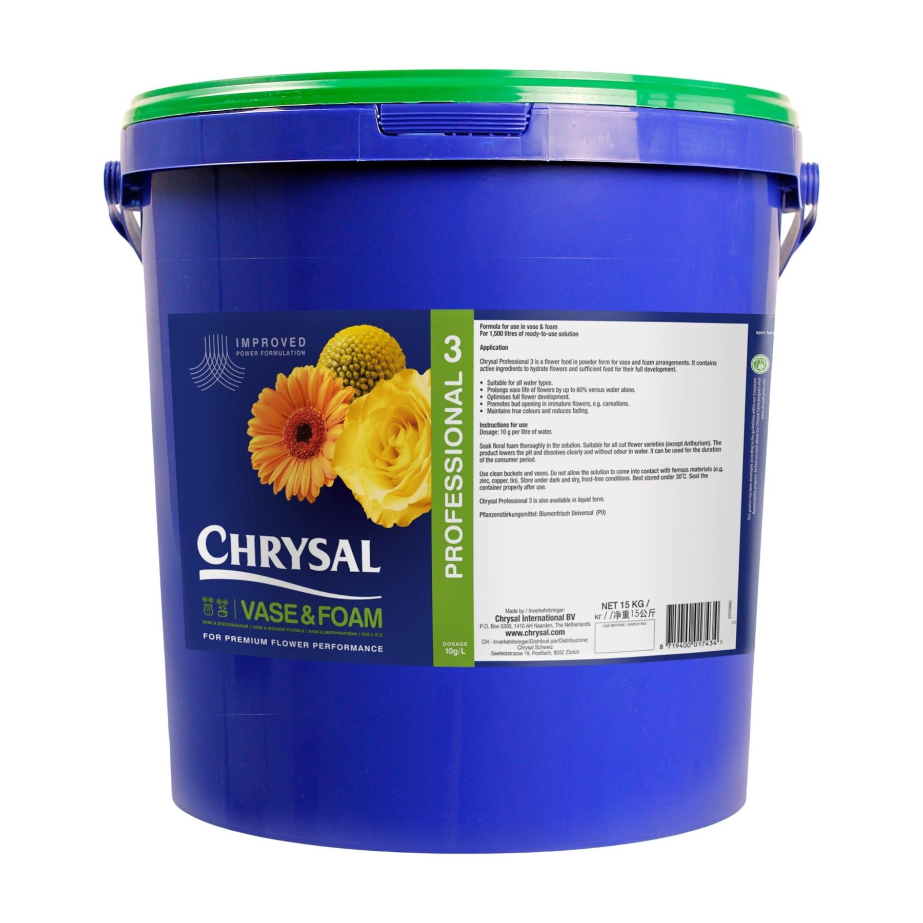 Chrysal Prof. 3 bucket 1*15kg NL/EN/FR