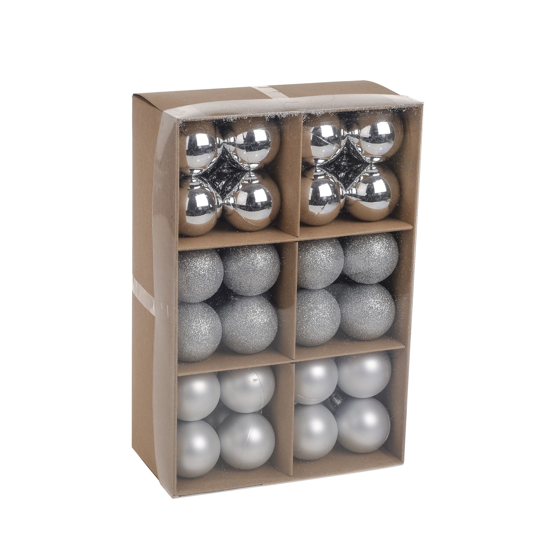 Silver Baubles Assorted Pack (4cm) (48 pcs)