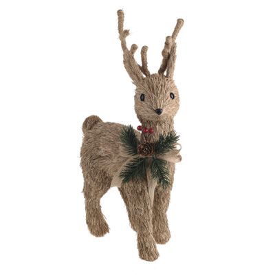 Standing Deer With Acorn Bow 20x10x42Cm
