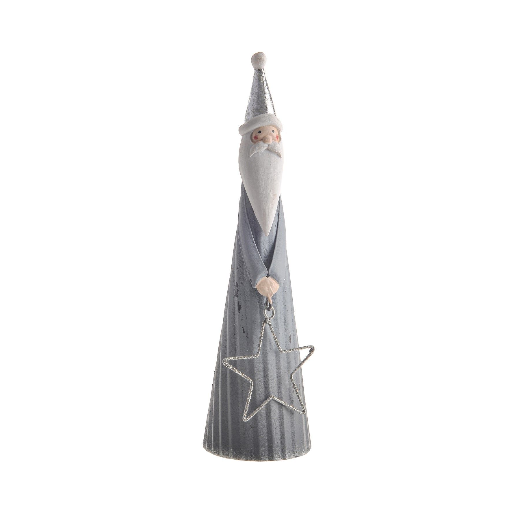 Metal Santa With Star Silver 20.5Cm