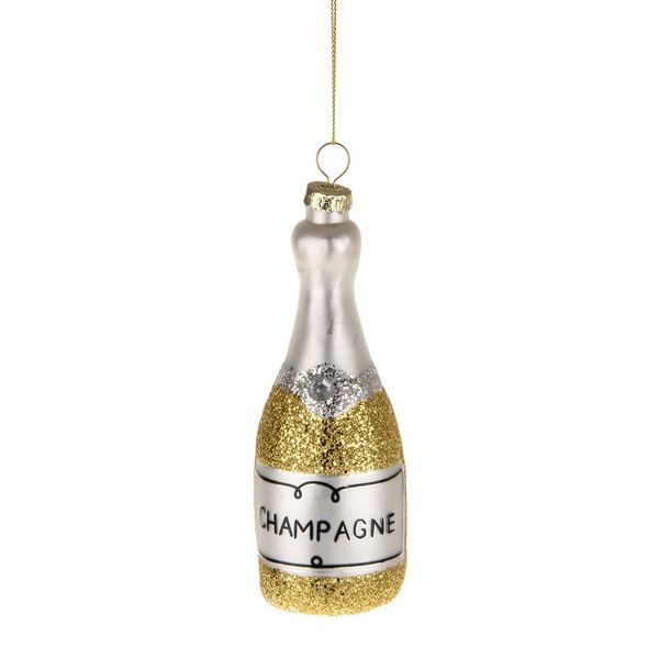 Hanging Champagne Bottle White 13Cm