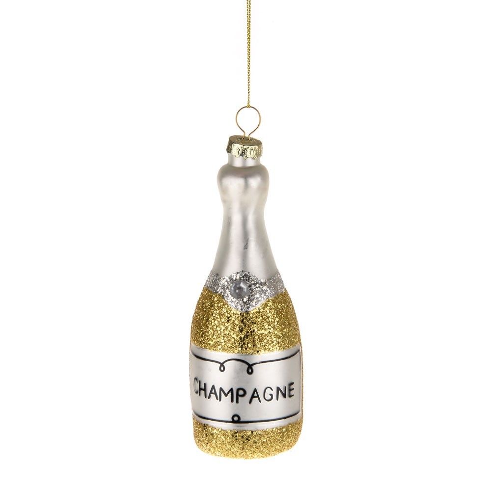 Hanging Champagne Bottle White 13Cm