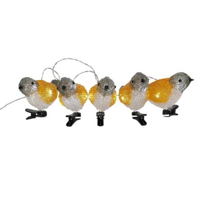 5 Pce Acrylic Bird Lights with clamp 8x7x15.5cm full length 120cm mains powered