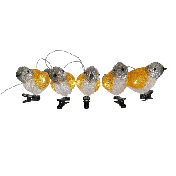 5 Pce Acrylic Bird Lights with clamp 8x7x15.5cm full length 120cm mains powered