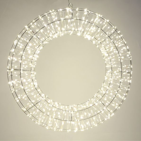 100cm 1700 LED Silver Wreath mains powered