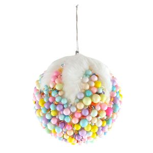Bauble with Multi Coloured Beads 10cm