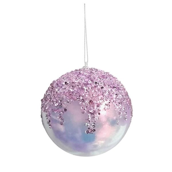 Bauble Pink with Glitter top 12cm