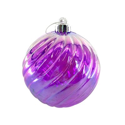 Iridescent Swirl Bauble Purple 12cm