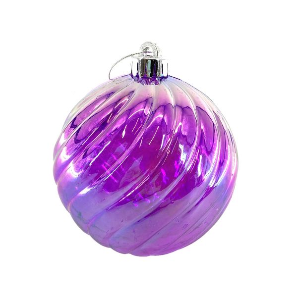 Iridescent Swirl Bauble Purple 12cm
