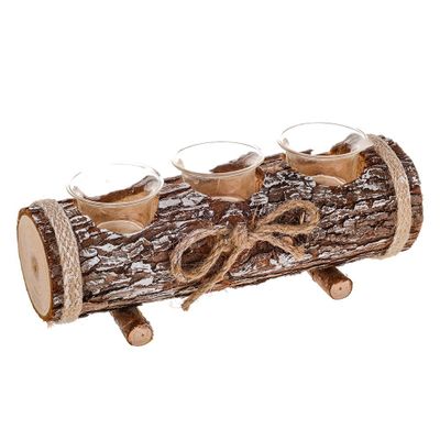 Cabin Tealight Holder Log Triple