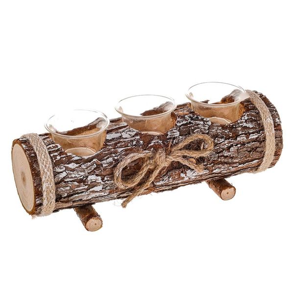 Cabin Tealight Holder Log Triple