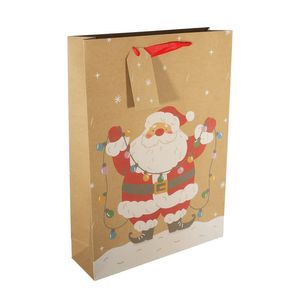 Kraft Gift Bag Santa with Lights XL - 45.5 x 33cm