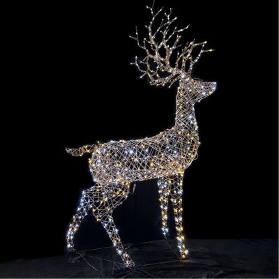 Rattan Stag Brown warm wht-wht LED Flashing H220cm mains powered weatherproof