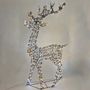 Rattan Standing Stag Brown warm wht-wht LED Flashing mains powered weatherproof