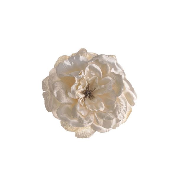 Rose With Clip Cream 15Cm