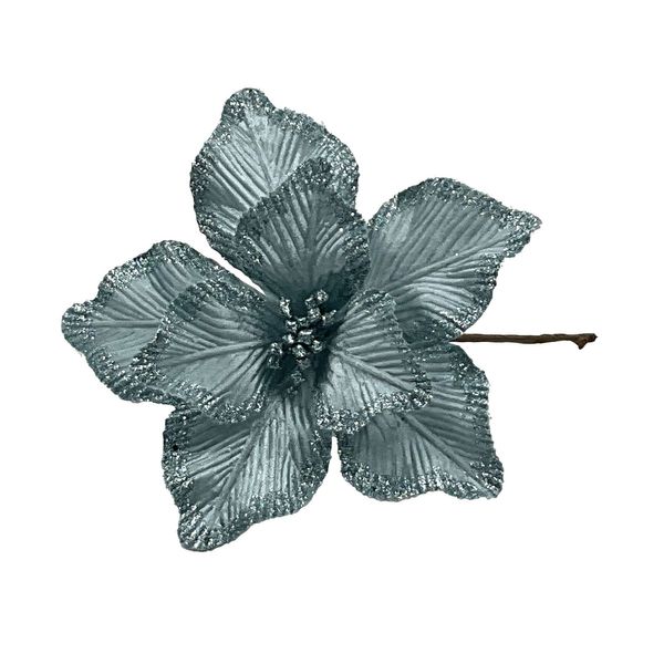 Magnolia Stem Teal with Glitter Edge L25cm