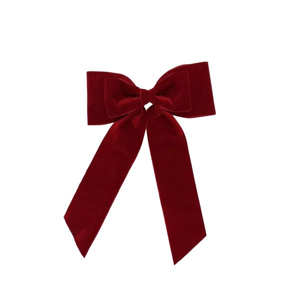 Velvet Bow on Clip - Red -23x32cm