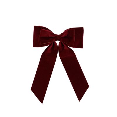 Velvet Bow on Clip - Burgundy -23x32cm