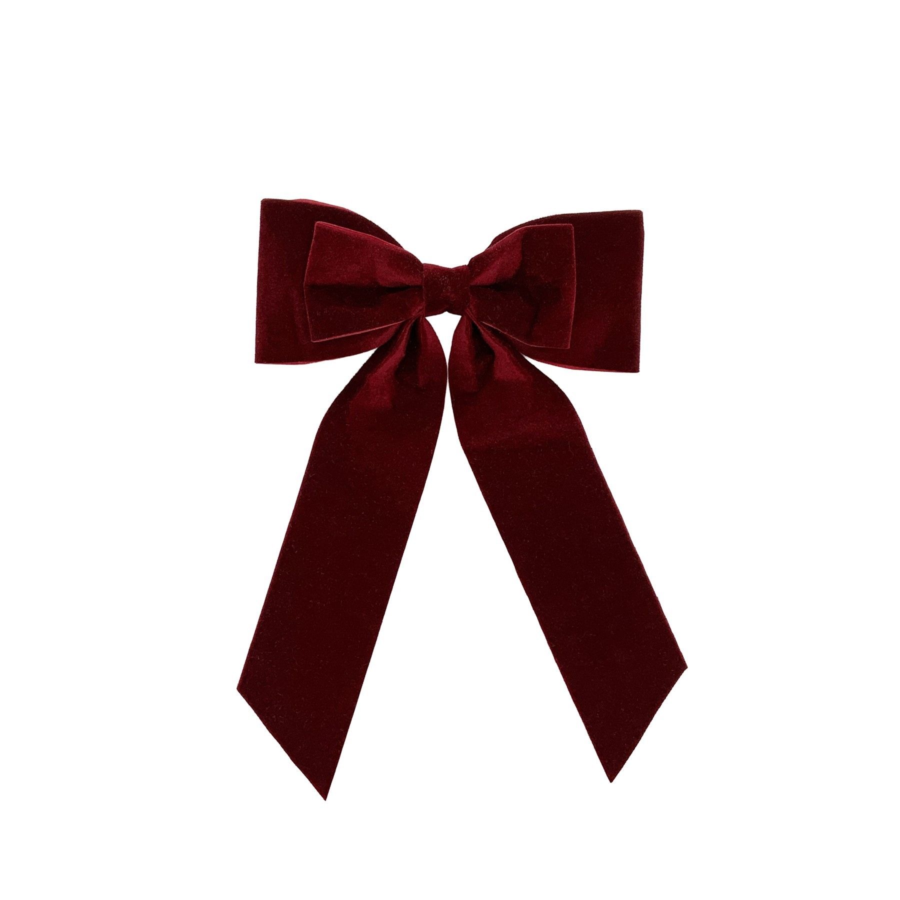 Velvet Bow on Clip - Burgundy -23x32cm