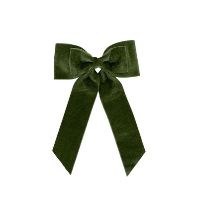Velvet Bow on Clip - Green -23x32cm