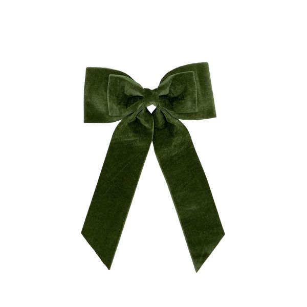 Velvet Bow on Clip - Green -23x32cm