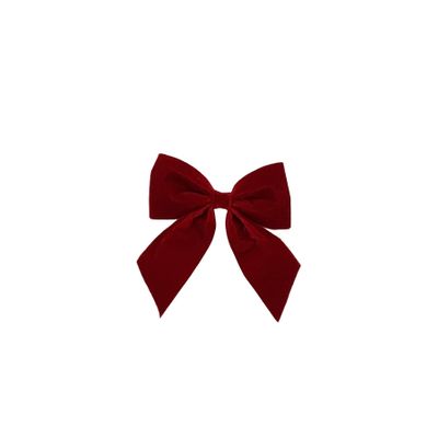 Velvet Bow on a Clip - Red - 15x16cm