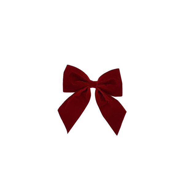 Velvet Bow on a Clip - Red - 15x16cm