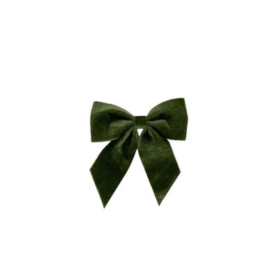Velvet Bow on a Clip - Green - 15x16cm