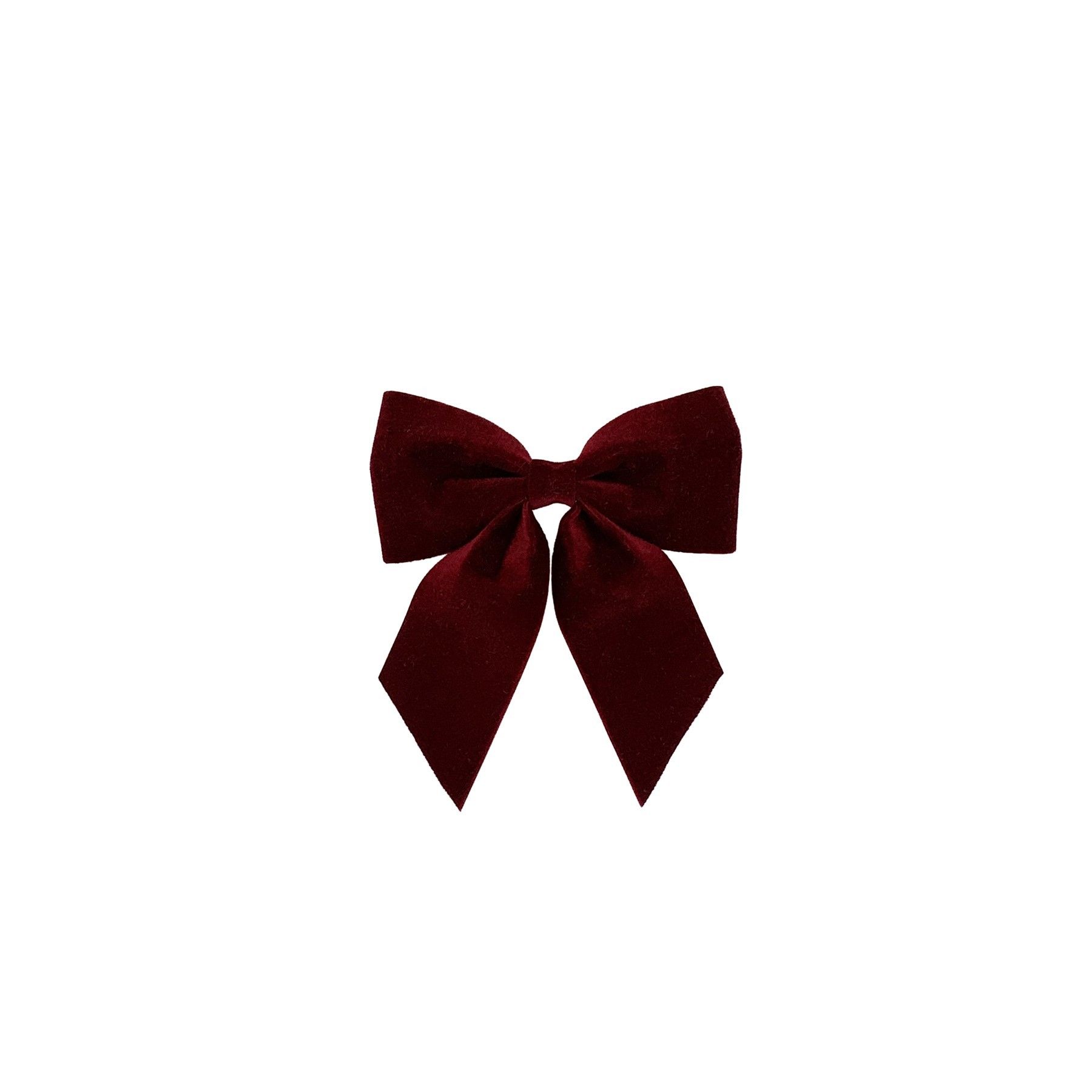 Velvet Bow on a Clip - Burgundy - 15x16cm