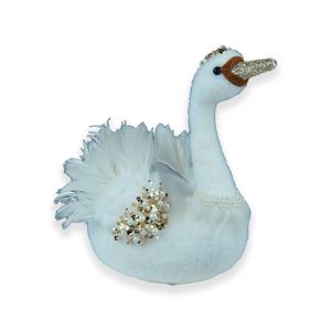 Swan decoration with pink beak 14x7x10cm