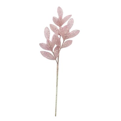 Leaf Stem Pale Pink with Glitter L54cm