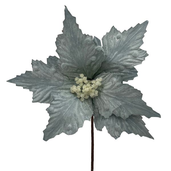 Poinsettia Stem Dusky Blue D27 L15cm