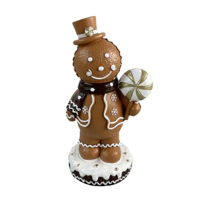 Gingerbread Man with top hat and scarf 10.5x8.5x19cm